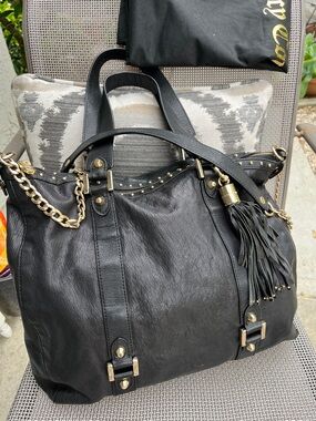 Juicy Couture Vintage Leather Shoulder Crossbody Bag Gold Chain Tassle